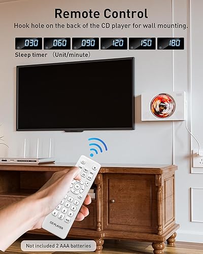 Miniatura 8 de Boombox reproductor de CD con Bluetooth, radio FM, USB, entrada auxiliar, conector para auriculares, compatible con CD-RRW y MP3, sonido claro y