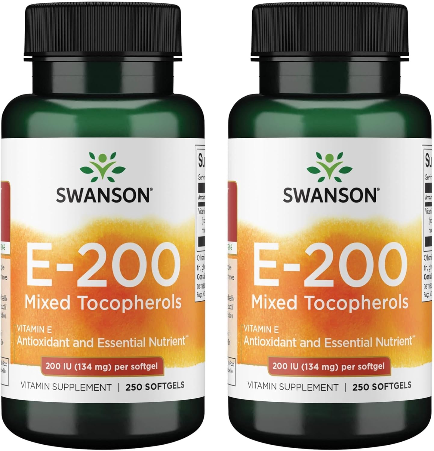 Swanson Vitamin E Mixed Tocopherols 200 Iu (134 Milligrams) 250 Sgels (2 Pack)