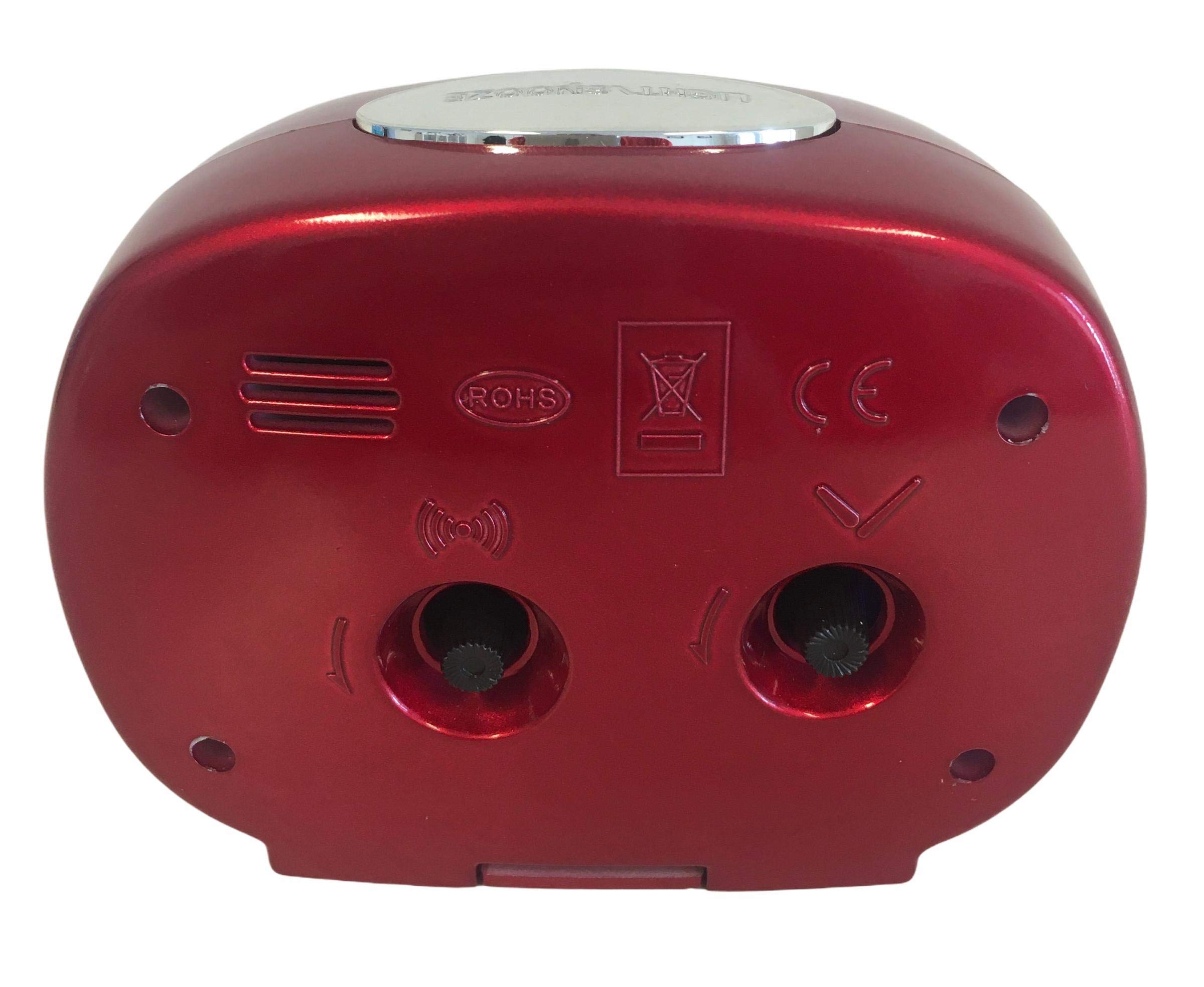 Unity Sveglia con segnale acustico con luce LED, Rossa, 9 x 7,5 x 4,5 cm