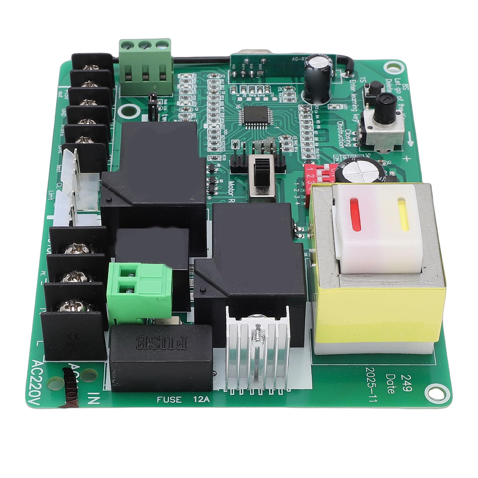 Carte de Commande D'ouvre-Porte Coulissante, Kit de Circuit imprimé de Contrôleur de Porte électrique à Code Roulant 433,92 MHz avec 2 Télécommandes pour une Utilisation en Usine (220V)