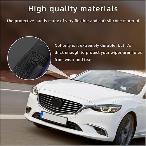 Miniatura 4 de Augeny 2 almohadillas de protección para el orificio del limpiaparabrisas de automóvil, de silicona a prueba de polvo, protectores de orificios para