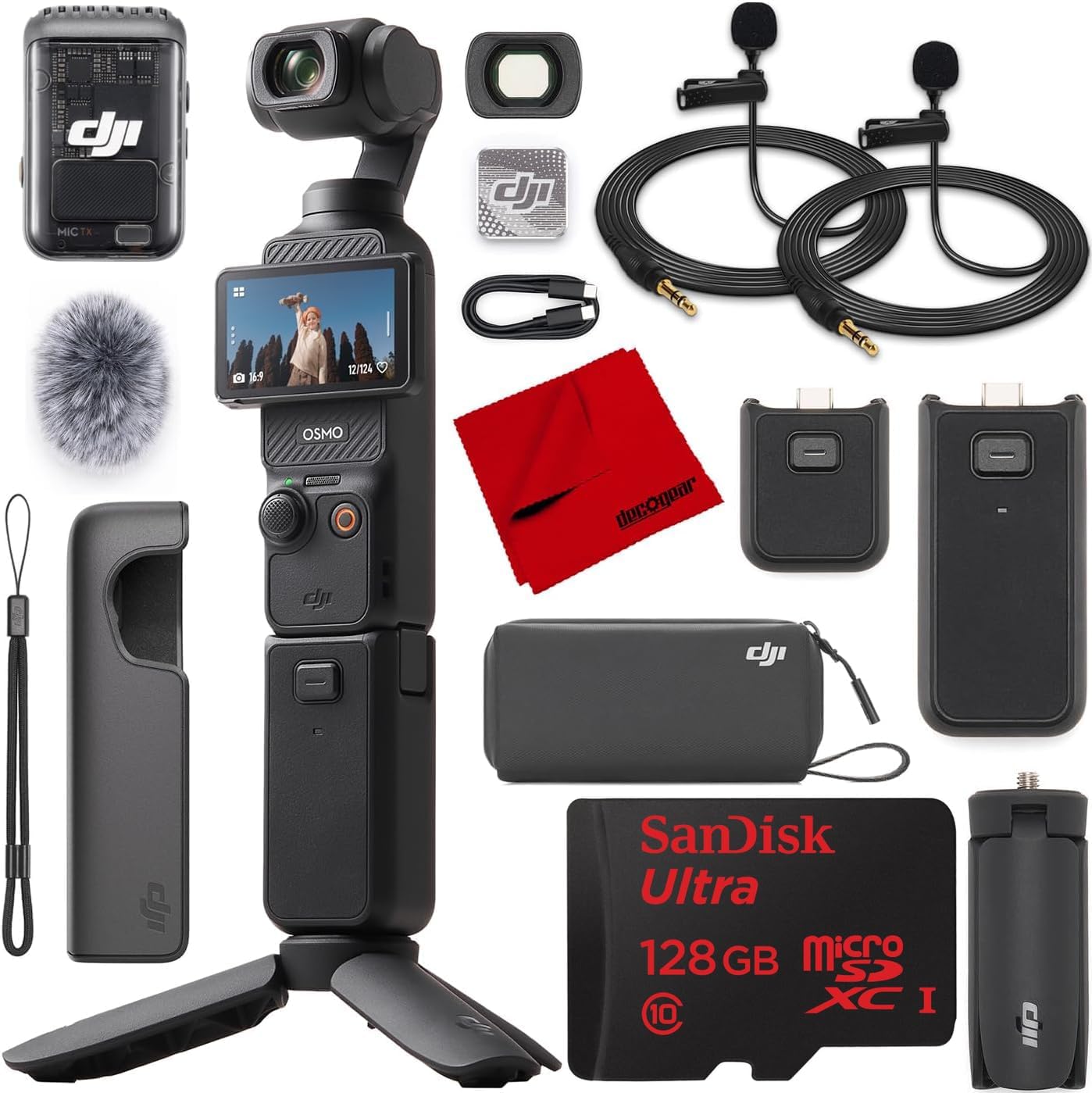 DJI Osmo Pocket 3 Creator Combo Vlogging Camera with Mic 2, 1'' CMOS, 4K/120fps Video, 3-Axis Stabilization, Face/Object