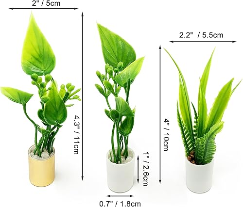 Miniatura 3 de 3 piezas de plantas en maceta en miniatura, árboles artificiales 112, mini casa de muñecas, escena vegetal, modelo bonsái, decoración de paisaje