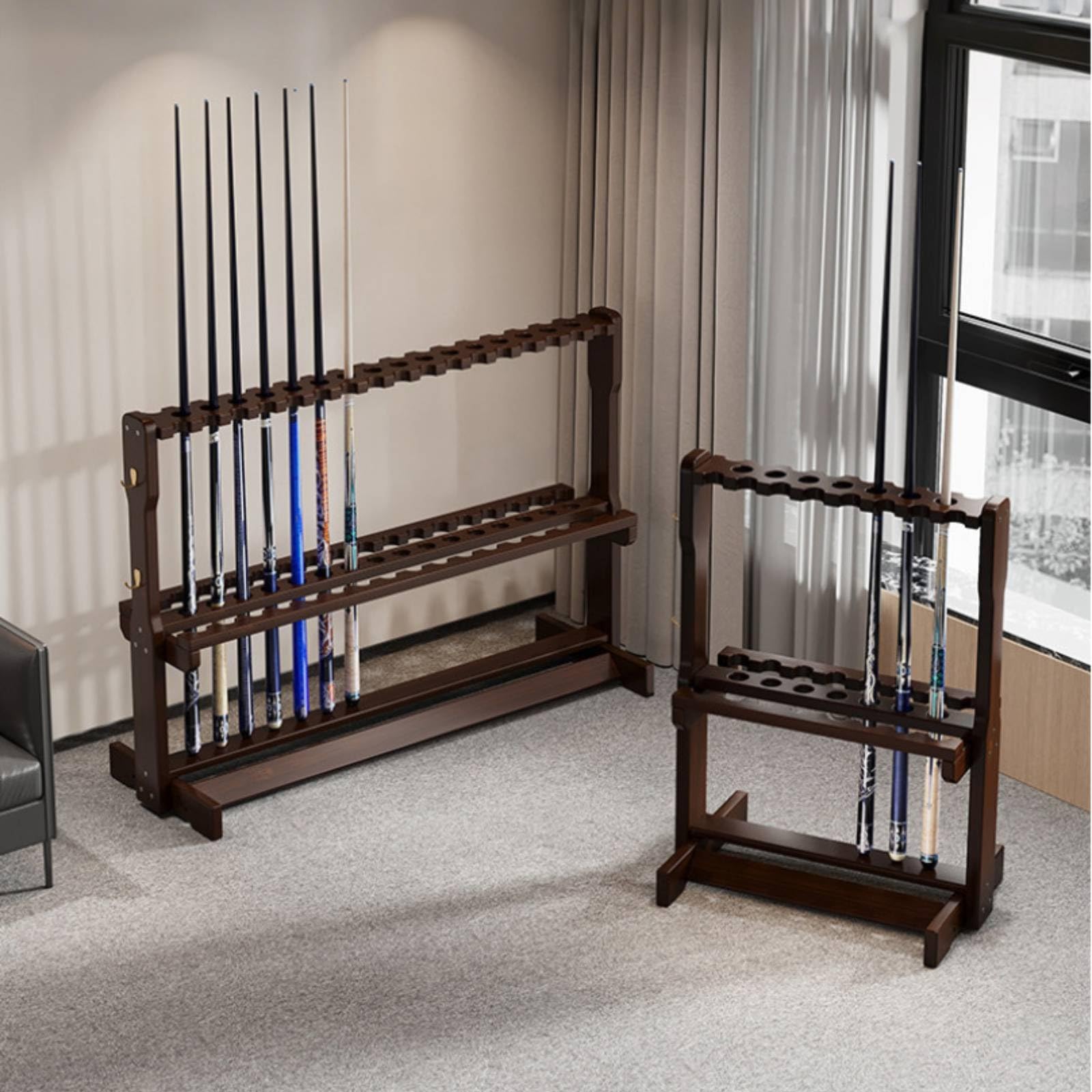 rockible Portacanne da Pesca Esposizione Supporto Portastecche Portabacchette Portastrumenti in Bambù con Struttura Autoportante E Circolari Finitura Levigata, Porta Stecche Da Biliardo Con 32 Fori