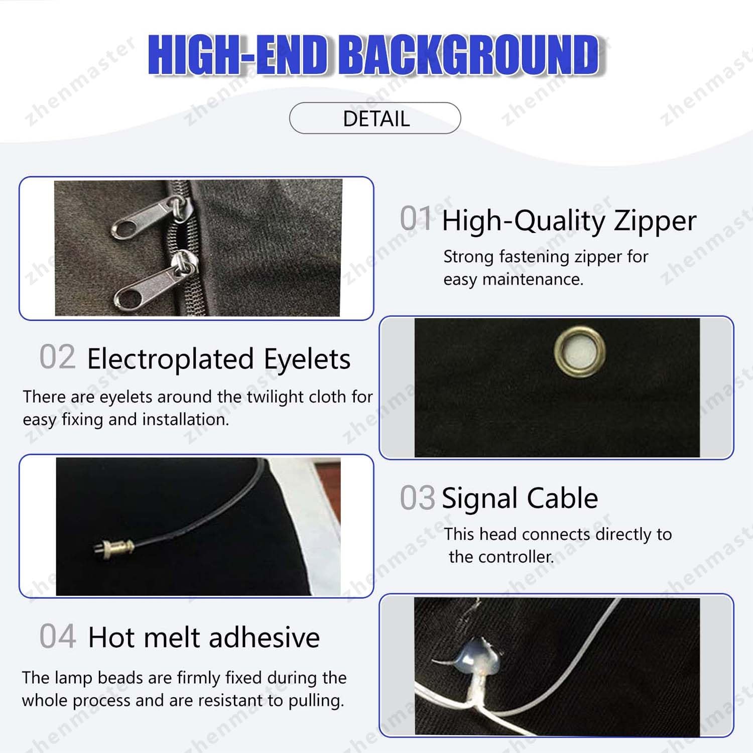 Rideau LED décoratif avec lumière blanche/bleue, effets variés – télécommande incluse – idéal pour salle de fête, scène, shooting, mariage(Blue+White,4x6m)