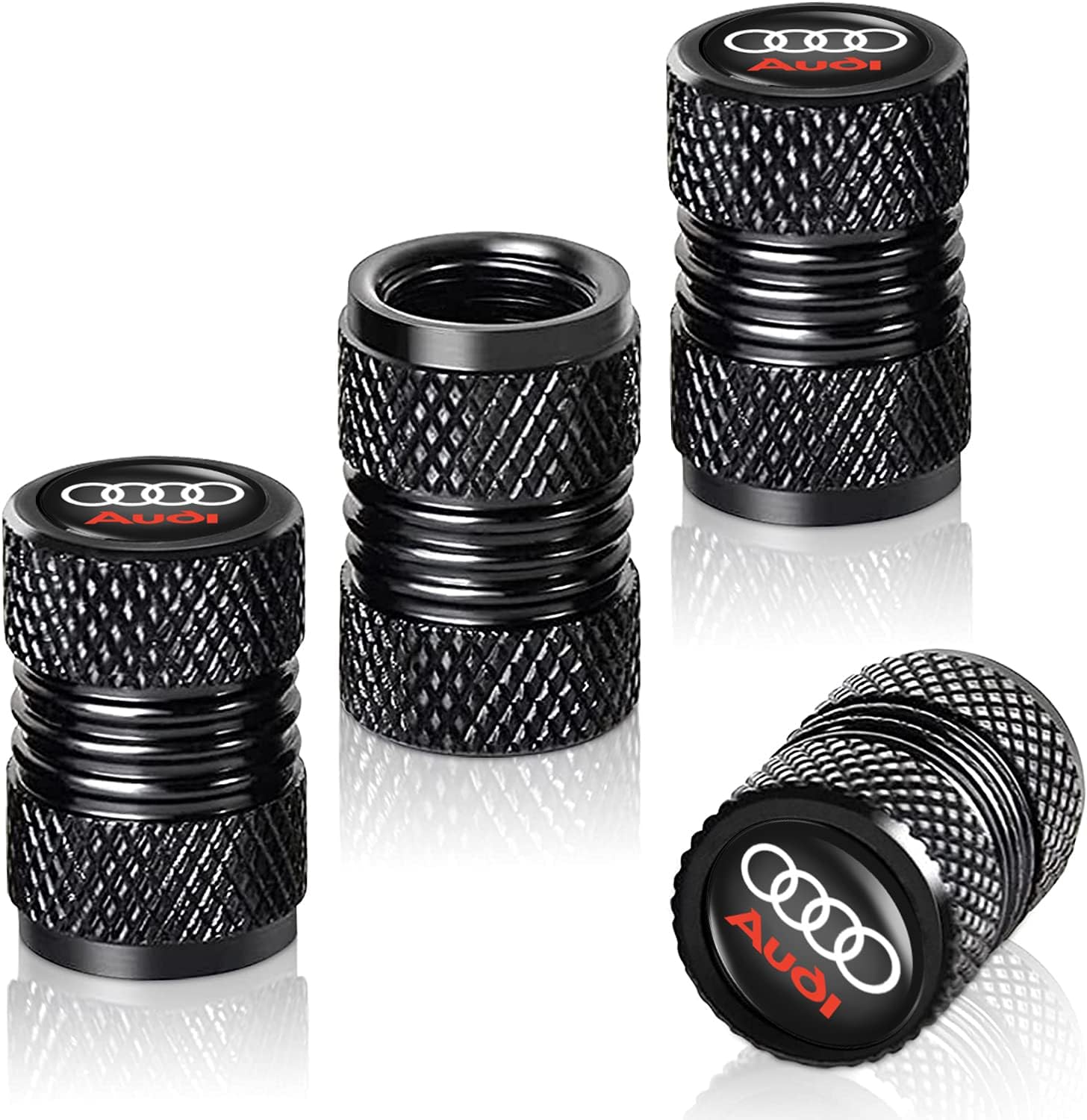 Kevisy Tire Valve Stem Cap Cover Belt O-Ring Seal Corrosion Resistant tire Valve caps 4 Pc Black