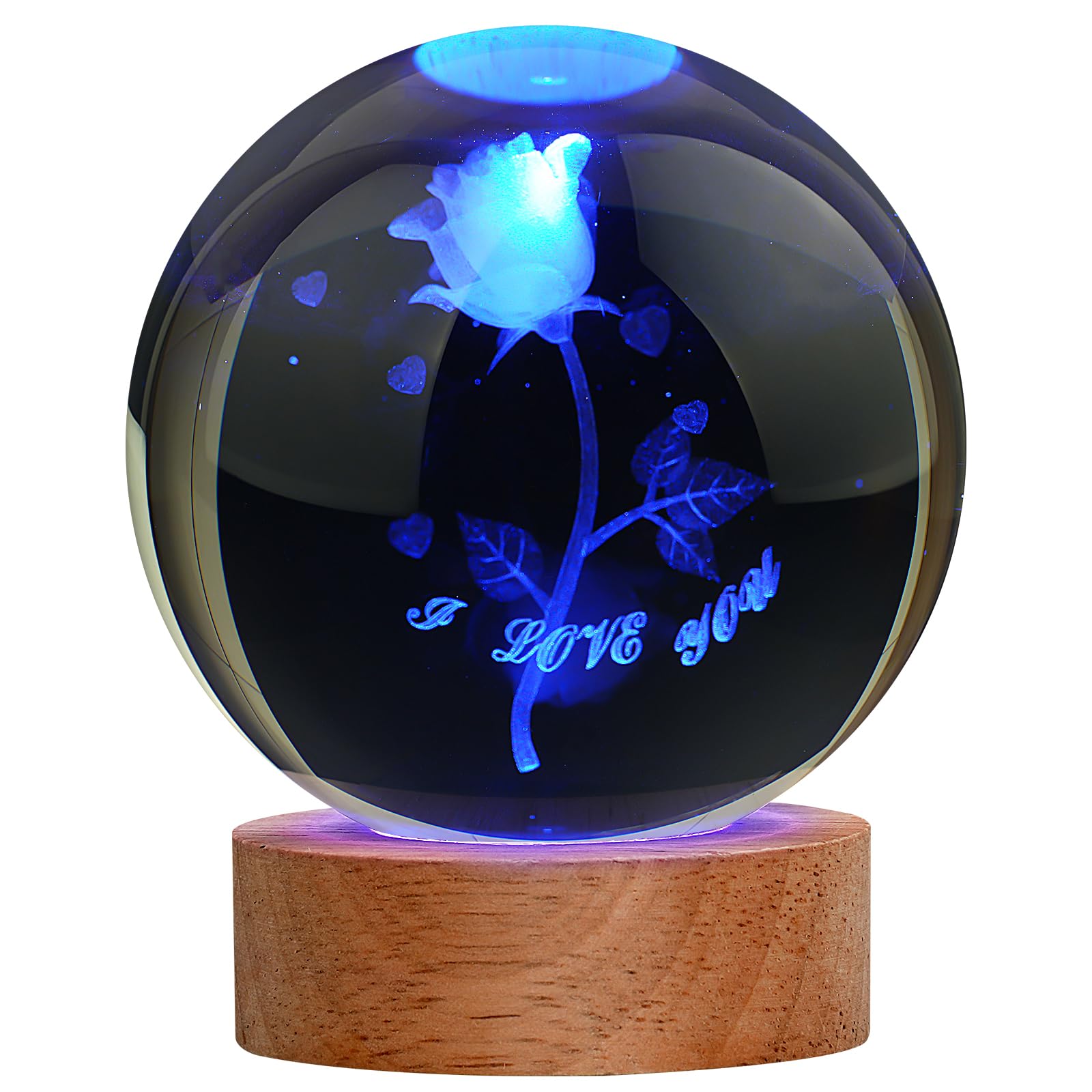 JANARARY Rose Lamp Cute Gifts for Women, Large 3D Rose Night Light, Crystal Light up Rose Lamp 16 Color Changing with Remote Control for Bedroom Decor, I Love You Rose Glass