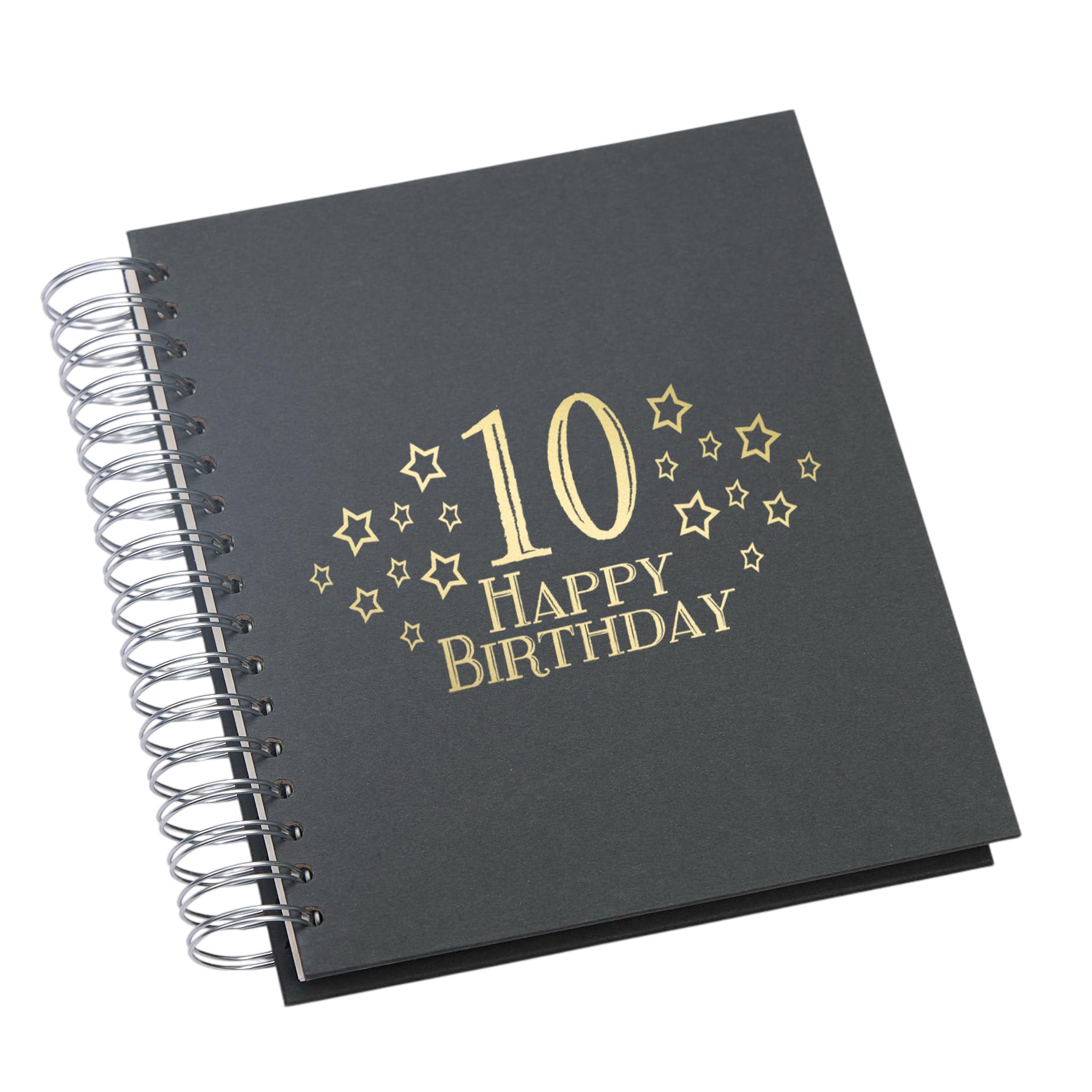 Large 10th Birthday Photo Album Memory Keepsake, Stars Design, Multiple Colour Options, Fits 6x4 or 5x7 Photos (Black, 5 x 7 Inch)