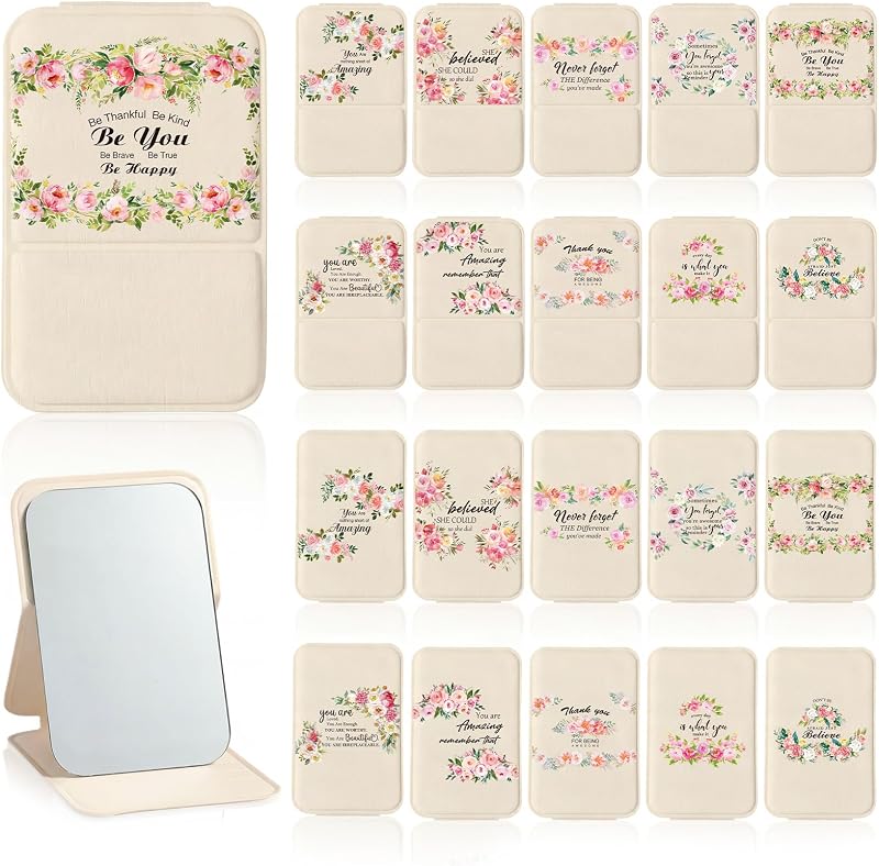 Yalikop Espelhos compactos florais dobráveis, Pacote com 10