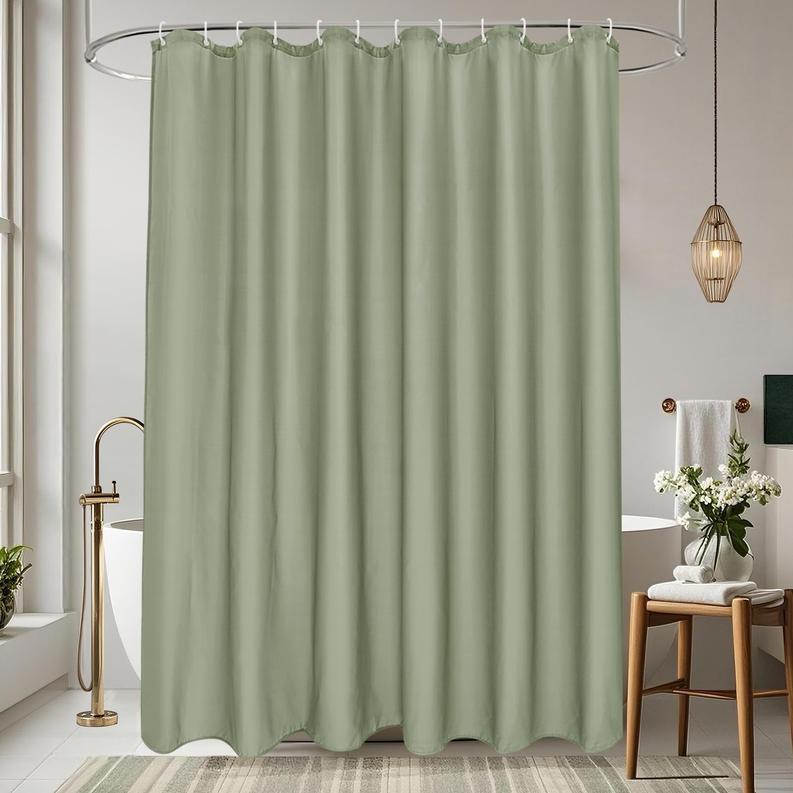 Rideau de douche en tissu lavable pour une salle de bain zen et propre