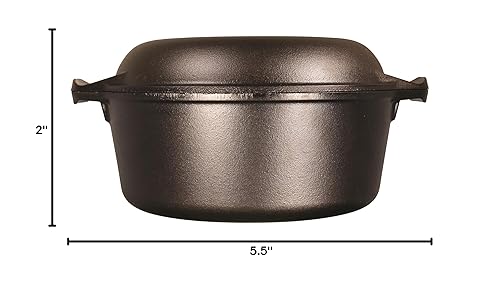 Miniatura 8 de Lodge Olla de hierro fundido, horno holandés doble de hierro fundido, 5 cuartos de galón y soporte de mango de silicona ASAHH31, azul, 5.5 x 2