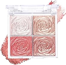 1Pc Blush Highlighter Palette 4 Color Makeup Set for Women Girls Shimmer Powder Face Cheek Eyeshadow Contouring Highlighting Beauty Essentials Type 1 One Size (Multicolor)