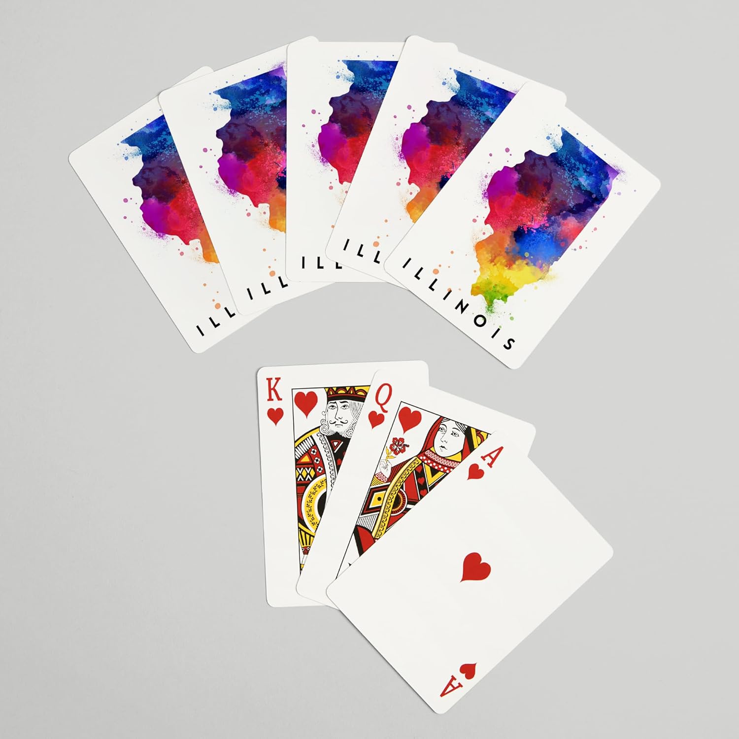 Lantern Press Illinois, State Abstract Watercolor, 52 Playing Cards for Adults, Poker Size Card Deck