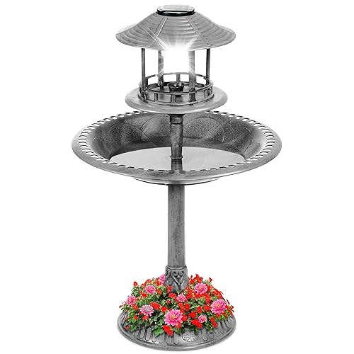 Best Choice Products Solar Outdoor Bird Bath Vintage Resin Pedestal