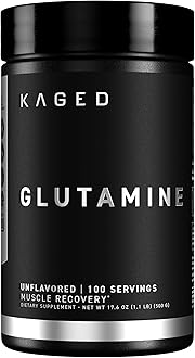 Kaged Muscle, L-Glutamine Powder 500 Gram, Vegan, Support Muscle Recovery, Post Workout, Glutamine, Banned-Substance Free, Unflavored, 100 Servings