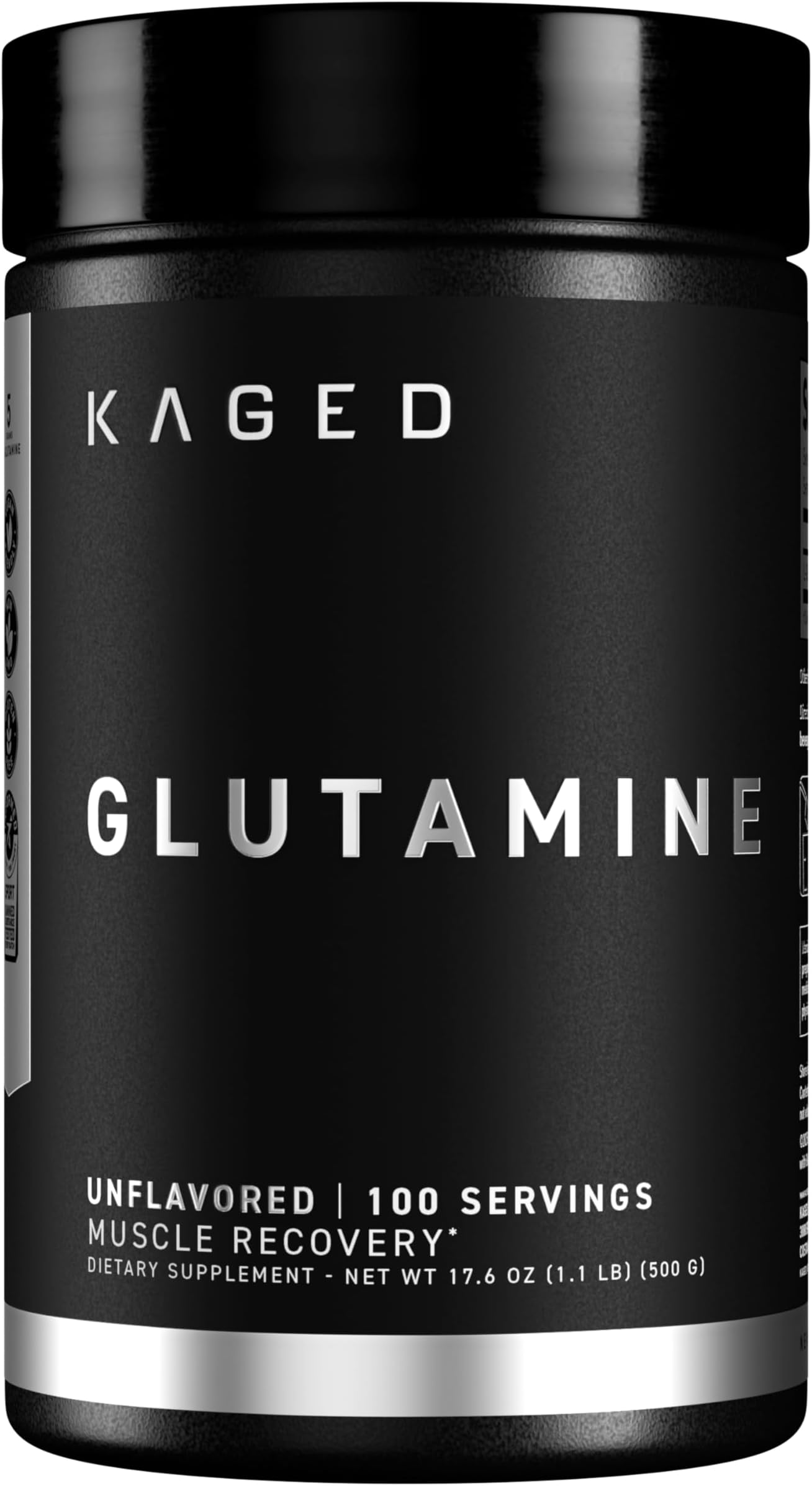 Kaged Muscle, L-Glutamine Powder 500 Gram, Vegan, Support Muscle Recovery, Post Workout, Glutamine, Banned-Substance Free, Unflavored, 100 Servings