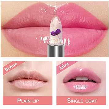 6 Pcs Crystal Flower Jelly Lipstick Set, Temperature Change Moisturizer Long Lasting Flower Lip Stick Nutritious Lip Balm Magic Color Change Lip Gloss Makeup