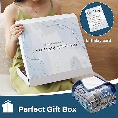 Miniatura 2 de Regalo de 21 cumpleaños con caja de regalo, regalos de cumpleaños 21 para él, manta de 60 x 50 pulgadas, regalos de cumpleaños para hombres de 21