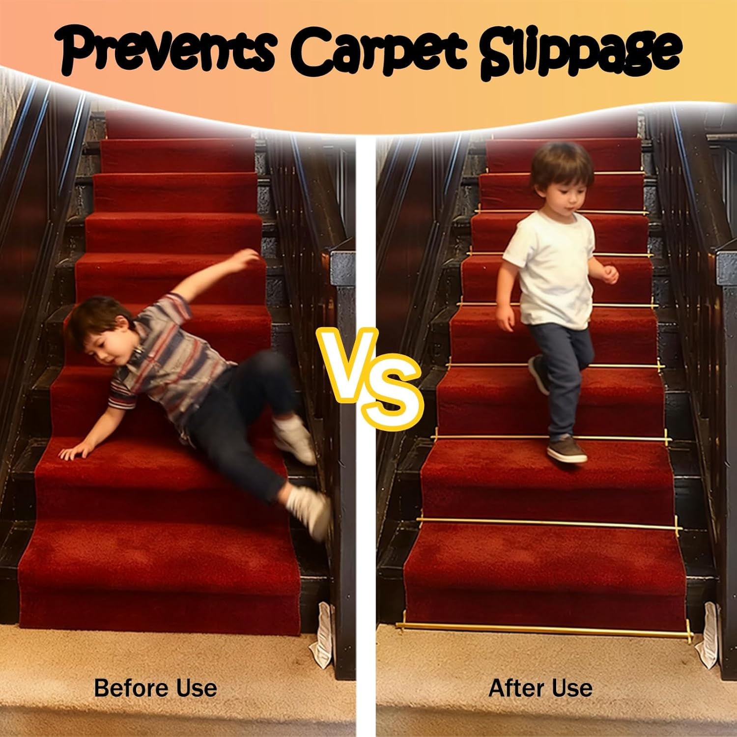 Carpet Rods for Stairs - 3 to 16 Pack Brass Stair Carpet Fixators for Secure Carpet Runners in Apartments, Theaters, and Concert Halls