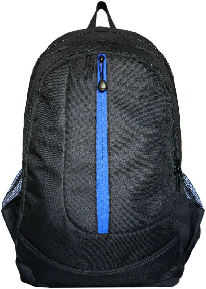 Laser High Quality Nylon Backpack ★ NO LOGO Plain School or College Rucksack ★ Gym bag or Daypack 47 x 30 x 20 cm ★ 25 Litre (Blue Laser)
