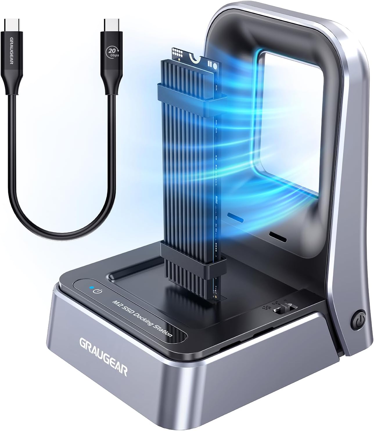 GRAUGEAR 20Gbps Docking Station for M.2 NVMe & SATA SSD, USB3.2 Gen2x2 20Gbps, Supports M.2 2230/2242/2260/2280/22110, Cooling, Tool-Free