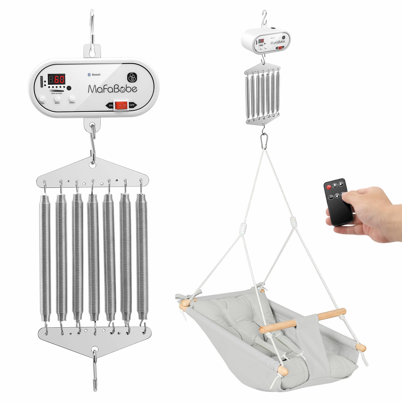 Strixorn Elektrische Babyschaukel Controller für Neugeborenes, Federwiege Motor Belastbarkeit 19 kg mit Fernbedienung, Hängende Babywippensteuerung mit Timer-Funktion und Musik Einstellbar