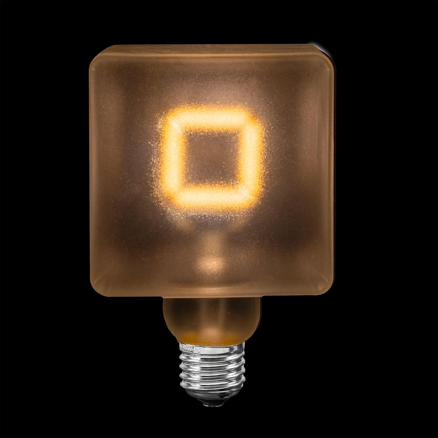 LED Cube Light, Unique Edison Bulb with Square Filament, Large Decorative Lamp, String, or Pendant Bulb, E26 Medium Base, 5W (50 Watt Equivalent) 2700K Warm White, Frosted Coated Glass