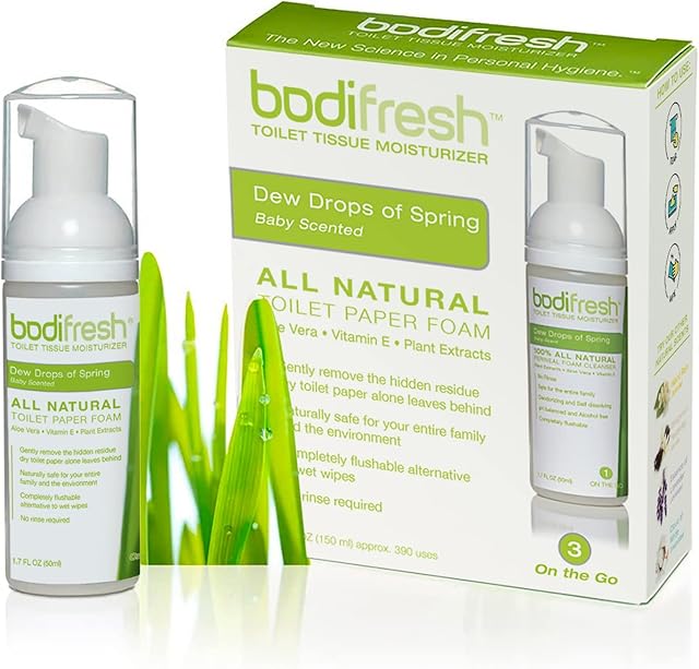 Bodifresh Toilet Paper Foam, Plant Based Formula w. Aloe & Vitamin E, Hypoallergenic, Flushable Wipe Alternative, 120+ wipes per bottle - Baby Scented 3 Pack