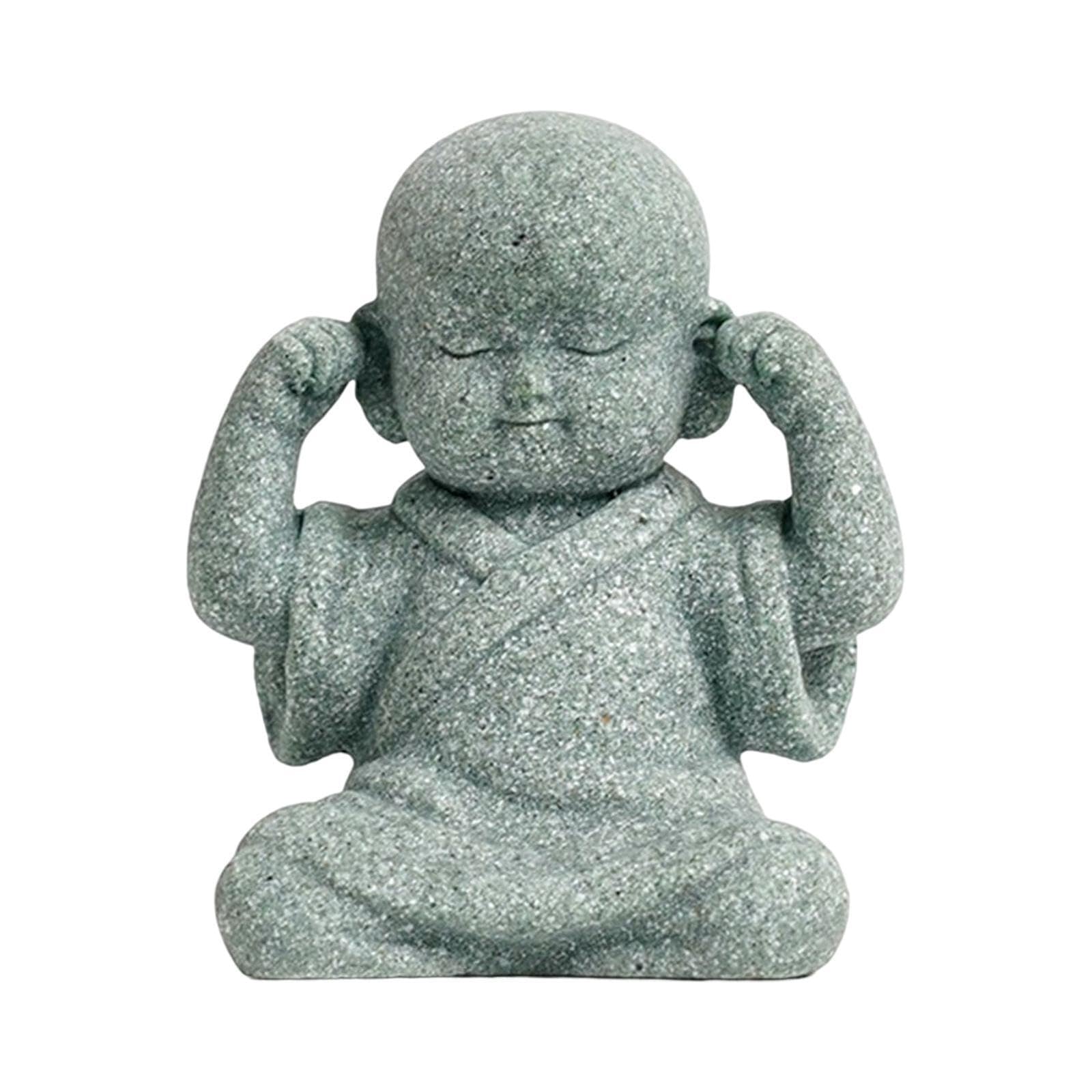 TWISAXC Outdoor Garden Monk Statue Unique Miniature Ornament Outdoor Indoor Office Car Table Desk Decorative Monk Buddha Statue, Think