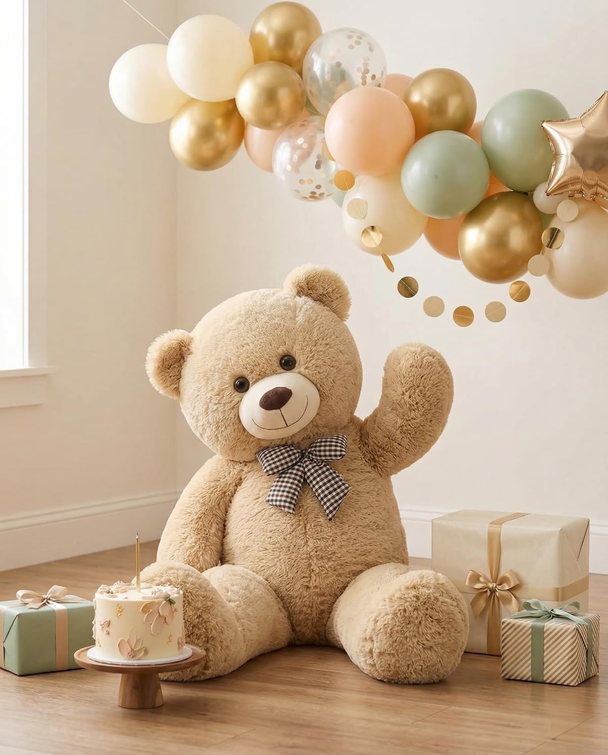 MaoGoLan Giant Teddy Bear Plush Toy - Ultra Soft & Cute Large Stuffed Animal 39 inches, Perfect for Baby Showers, Birthdays, Valentine’s Day Gifts (Kids, Couples, Family), Tan