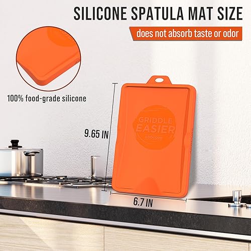 Miniatura 4 de Raspador resistente de la parrilla del acero inoxidable del raspador de la parrilla, estera de la espátula del silicón para la cuchara