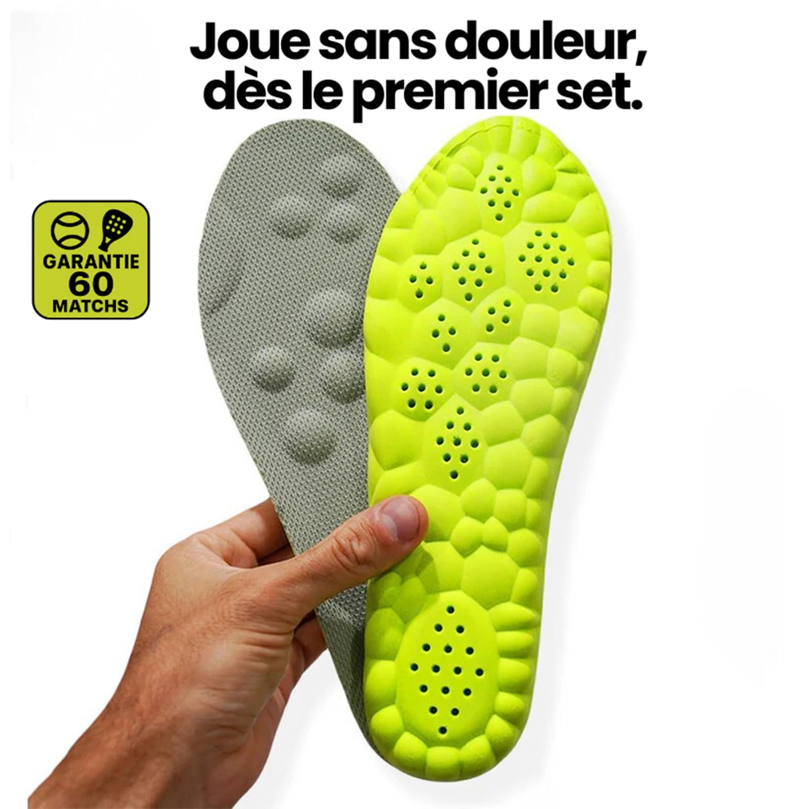 Semelle Padel - Semelle Intéressante À Amortissement Élevé, Support Plantaire Renforcé Pour Sportifs De Padel (Gris-vert, 43-44)