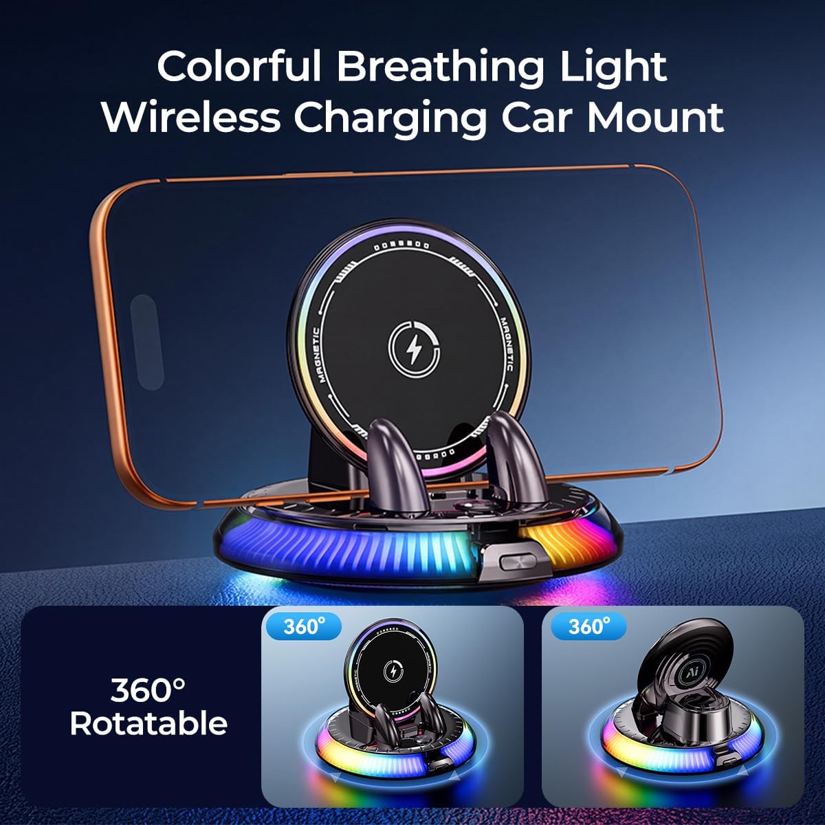 Wireless Car Charger with RGB Light