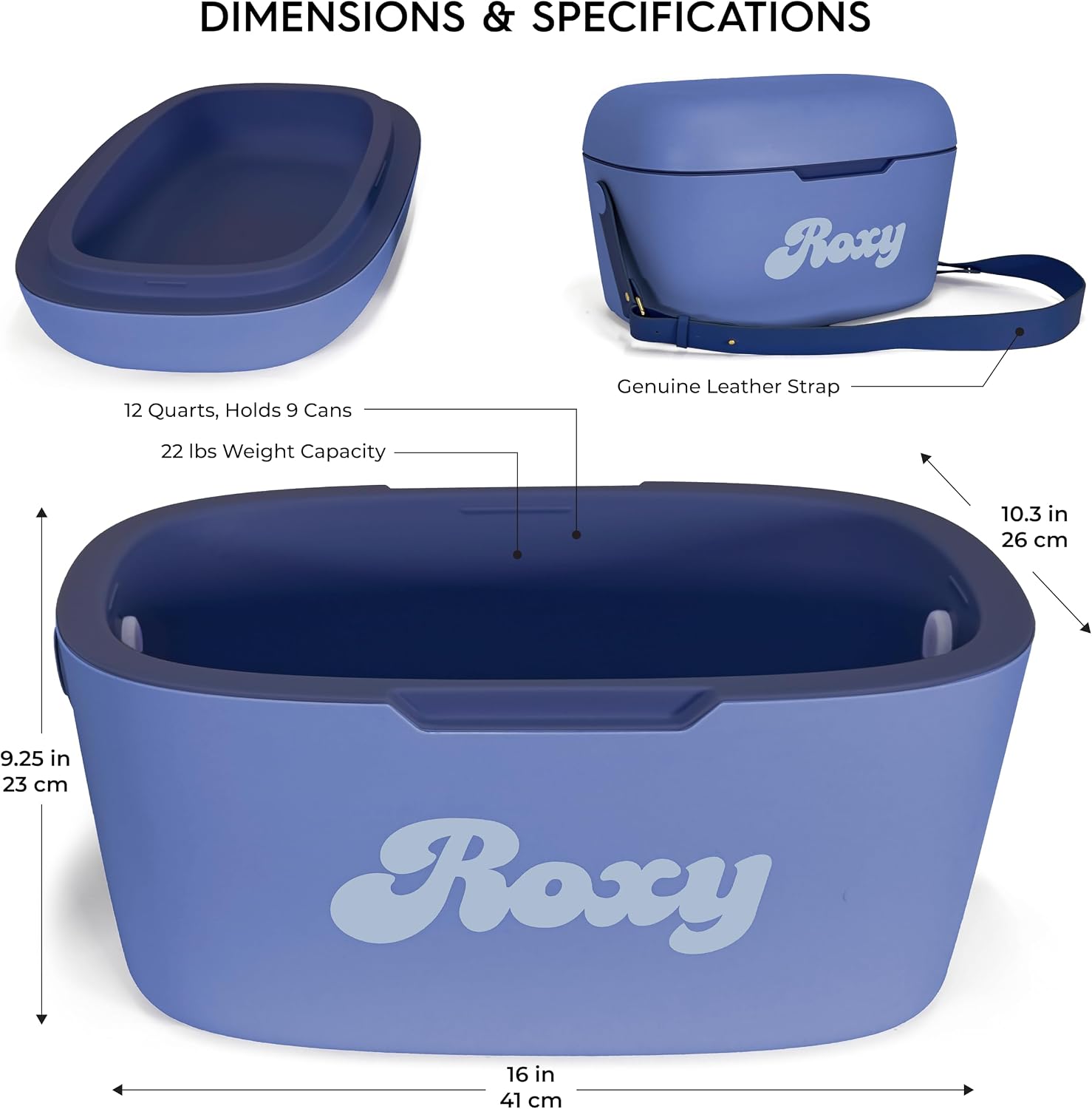 Roxy 12 Quart Portable Hard Cooler with Shoulder Strap, Insulated Ice Chest for Beach, Picnic, Camping and Travel