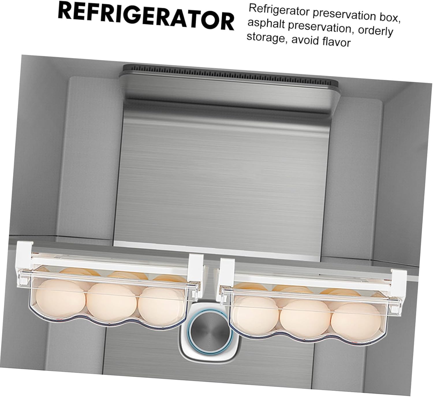 Amosfun 1Pc Capacity Drawer Design Egg Container Space Saving Egg Holder for Refrigerator Convenient Dispenser with Smooth Slide for Easy Access for Kitchen and Dining Use