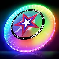 Punieayi LED Flying Disc: 42 RGB LEDs, Millions of Colors, 175g Water-Resistant, 12 Modes - Night Glow Frisbee for Kids Teens Adults Beach Camping Games