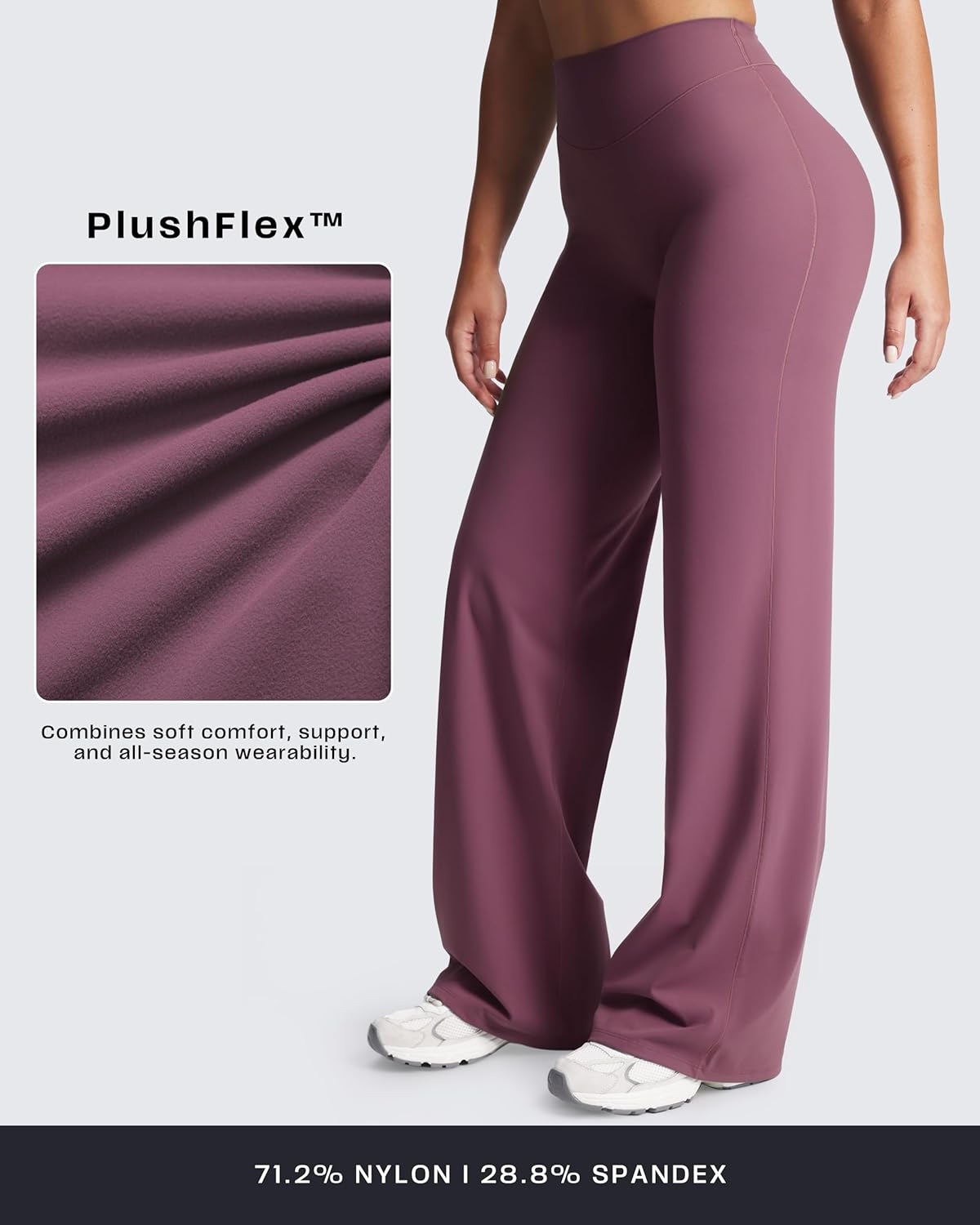 Aoxjox Women's Velura Straight Leg Yoga Pants, Buttery Soft PlushFlex™ Mid-Waist Wide-Leg for Workout & Casual Leggings