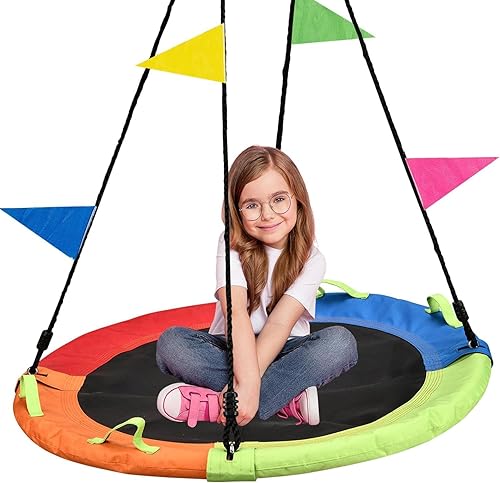 HeyZoo Columpio de árbol, columpio volador de 40 pulgadas para niños, capacidad de peso de 900 libras, con correas ajustables para colgar, juegos de