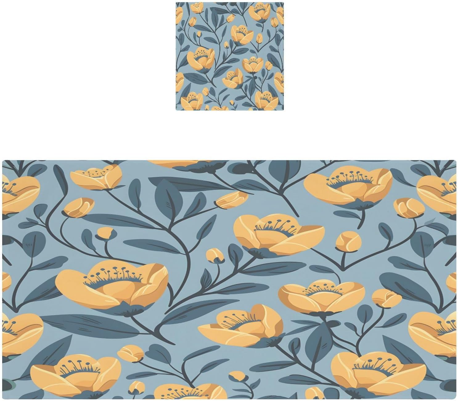 Hand Towels Premium Soft and Highly Absorbent Yellow Flowers and Leaves 2 Pcs Towels for Bathroom Set 100% Cotton Decorative Face Towels