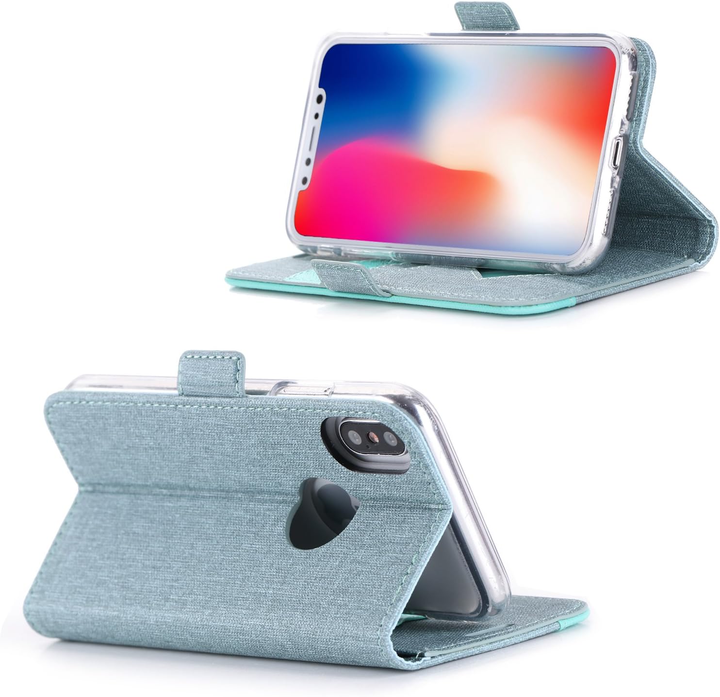 ProCase iPhone Xs Case iPhone X Case, Folio Folding Wallet Case with Card Holder, Flip Cover Protective Case for 5.8 inch Apple iPhone Xs (2018) / iPhone X (2017) -Teal
