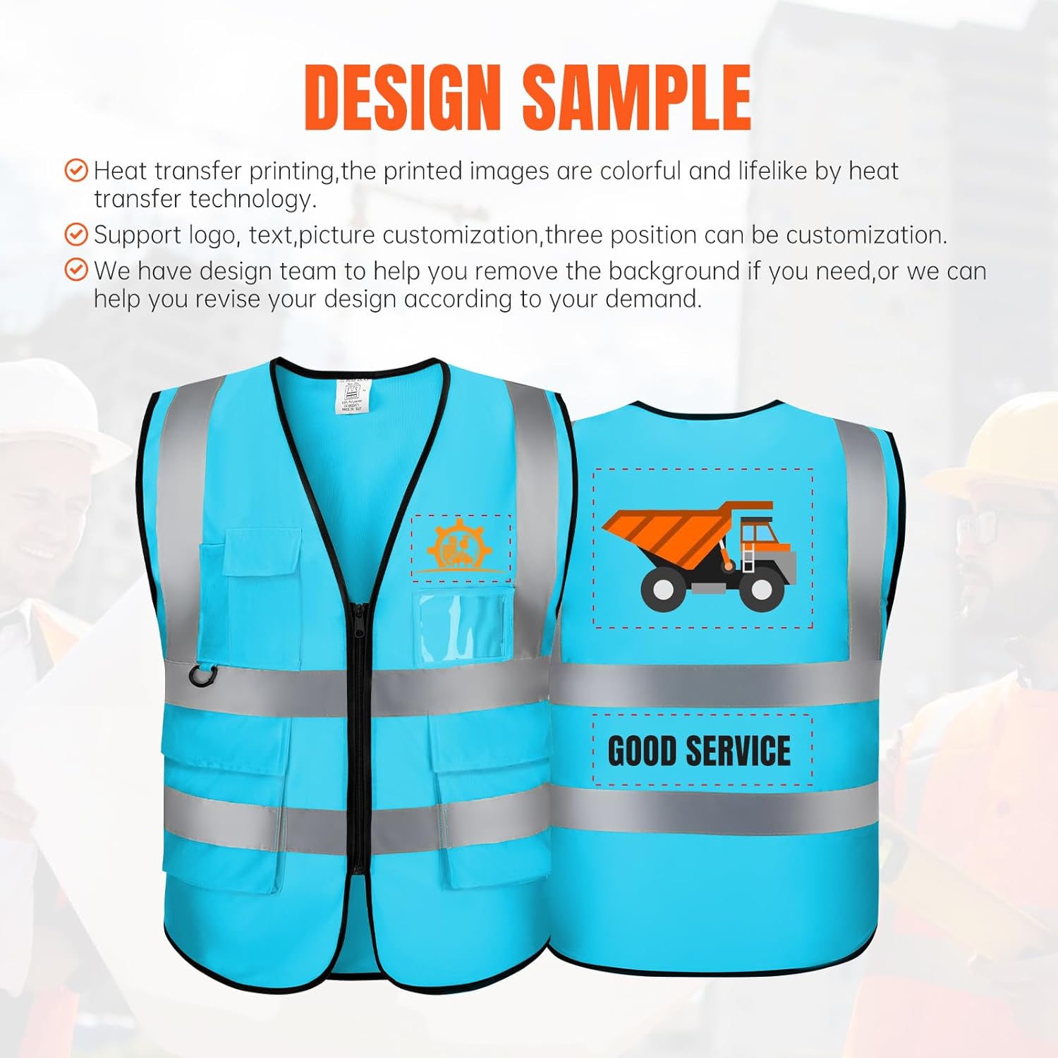 Reflective Vest Class 2 Safety Vests ANSI with Pockets Zipper High Visibility Construction Uniform - Image 2