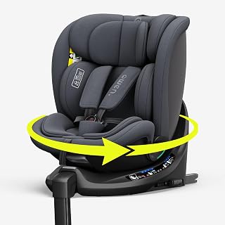 OWEN 360Comfy Kindersitz 360° drehbar Isofix Reboarder 0-36 kg – Grau | ECE R129 i-Size geprüft (40-150 cm, 0-12 J.) – Seitenaufprallschutz, Sonnenverdeck, 360° drehbar & rückwärtsgerichtet