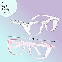 Vista 3 de Aqulius 2 Pack Stylish Safety Glasses Goggles, Scratch Resistant, Safety Glasses for Women, Blue Light, Glasses for Nurses