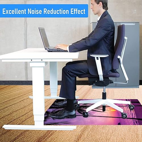 Miniatura 8 de Ocean - Tapete para silla de escritorio de madera dura, imagen de una isla tropical con las palmeras y la impresión temática de playa de mar