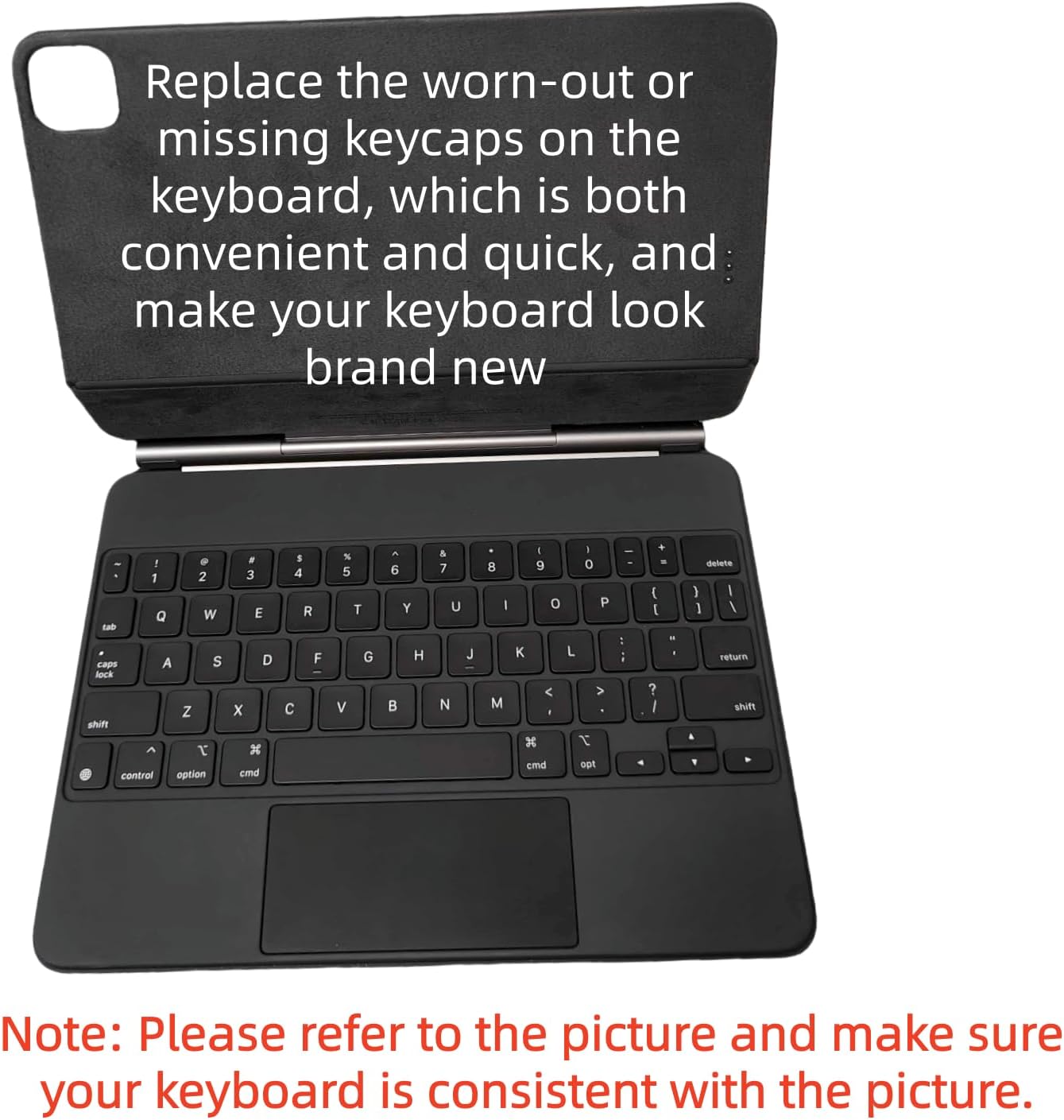 WATIPUNO Replacement Keycap Keys,Full Set of Keycaps Key Cap Fits for iPad Pro 11" (1st/2nd/3rd/4th gen) and iPad Air (4th/5th gen/M2) A2261 Magic Keyboard Series (Black)