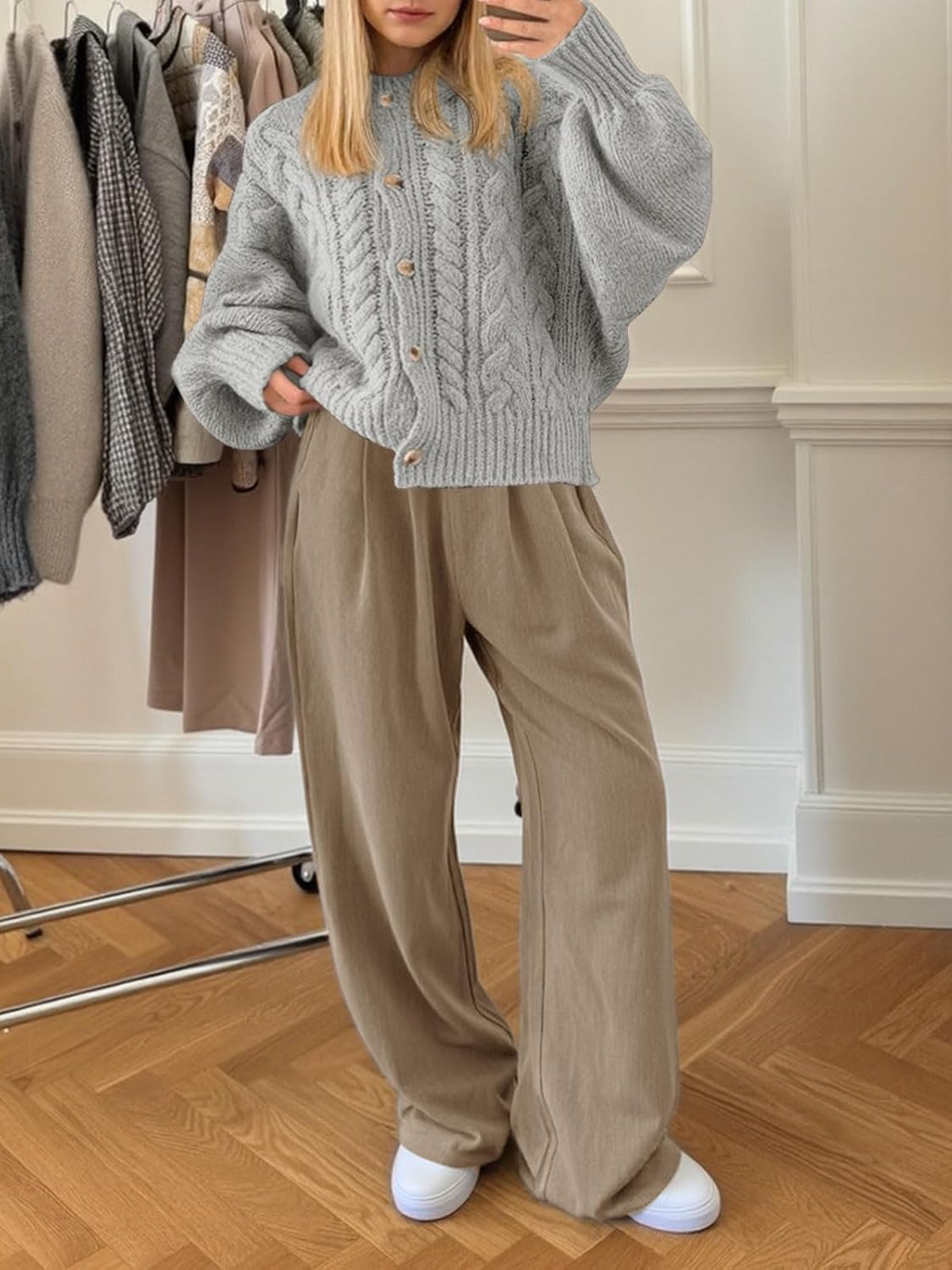 Yousify Womens Open Front Cardigan Sweaters Casual Cable Knit Long Sleeve Button Down Chunky Loose Fall Sweater - Image 6