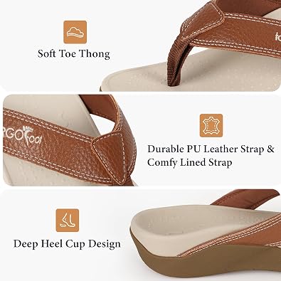 ERGOfoot Upgraded Orthotic Flip Flops with High Arch Support- Women's and Men's Thong Sandals- Walking Comfort with Orthopedic Support for Plantar Fasciitis, Flat Feet & Heel Spur- Beach Slippers