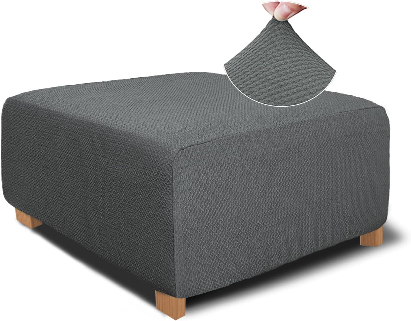 NeColorLife Square Ottoman Cover Jacquard Fabric Ottoman