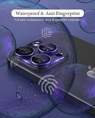 Miniatura 5 de Compatible con iPhone 15 ProiPhone 15 Pro Max, protector de lente de cámara de vidrio templado transparente, anillo de metal antiexplosión, cubierta