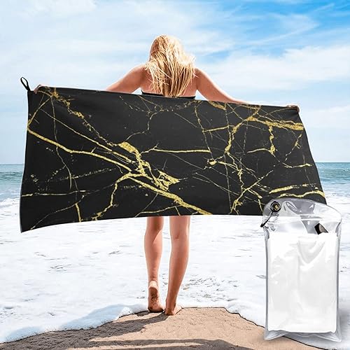 Toallas de playa de mármol negro dorado, toallas de playa de secado rápido sin arena para adultos y niños, toallas de playa personalizadas con